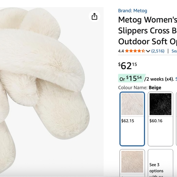 New Retail $62 Women's Fuzzy Slippers Size 9-10 - Picture 9 of 9